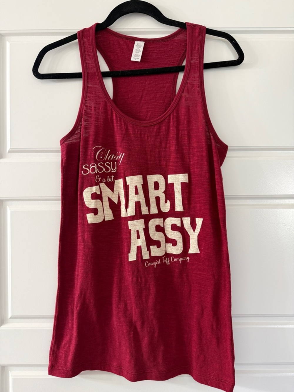 Cowgirl Tuff Red Tank Top with White Graphic
